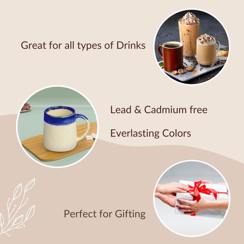 Dual Tone White and Blue Coffee Mug Set (Set of 6) - The Earth Store - Mug Set